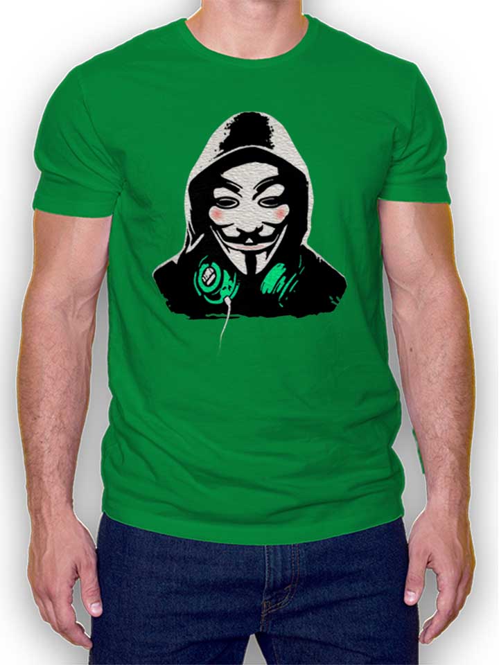 Guy Fawkes Dj T-Shirt vert-green L