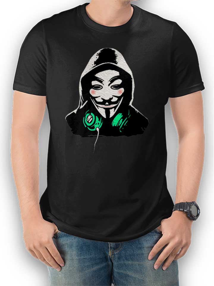 Guy Fawkes Dj T-Shirt schwarz L