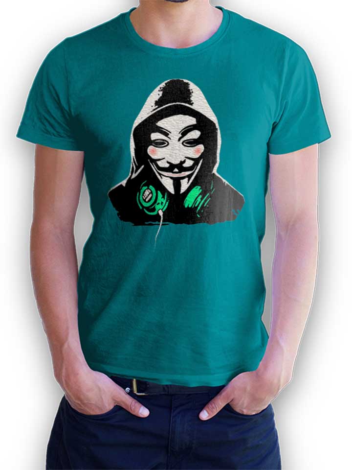 Guy Fawkes Dj T-Shirt turquoise L