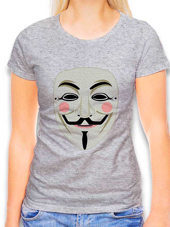 Guy Fawkes Mask Camiseta Mujer gris-jaspeado L