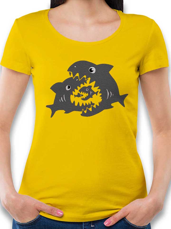 haifische-damen-t-shirt gelb 1