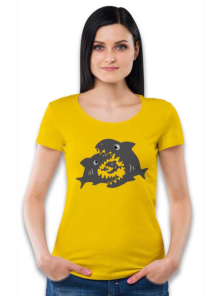 haifische-damen-t-shirt gelb 2
