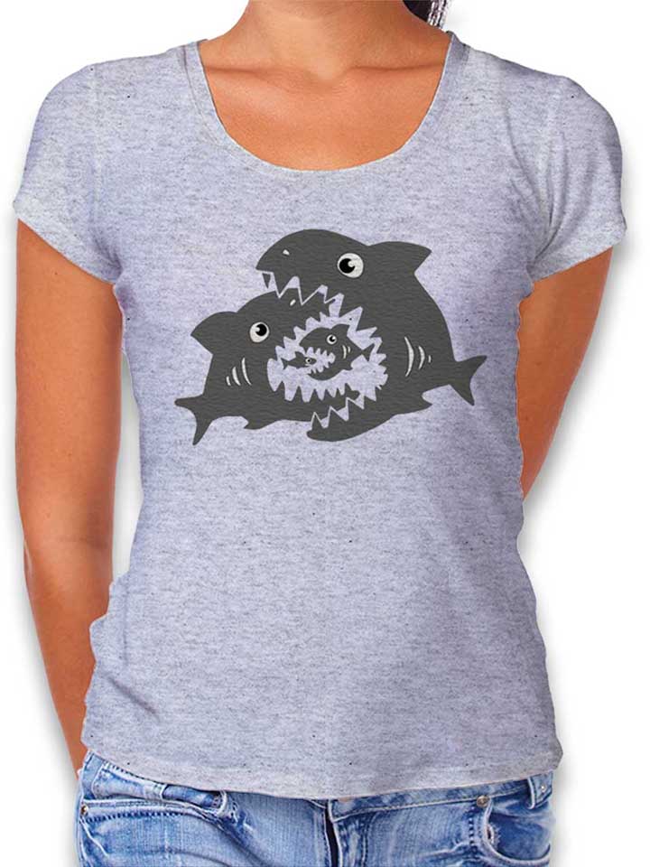 haifische-damen-t-shirt grau-meliert 1