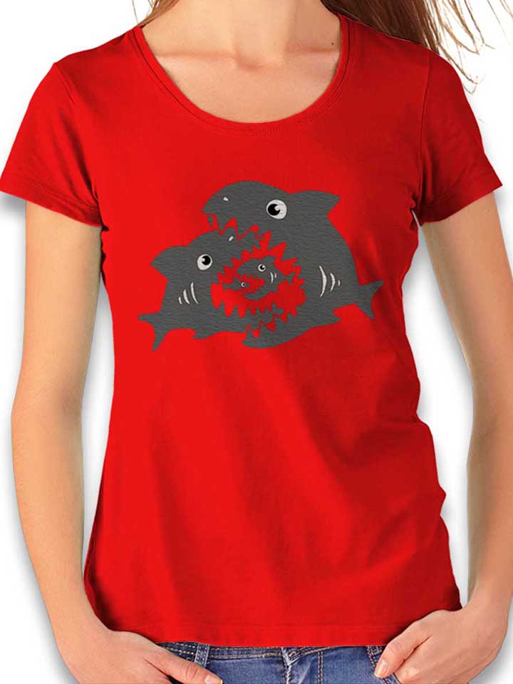haifische-damen-t-shirt rot 1