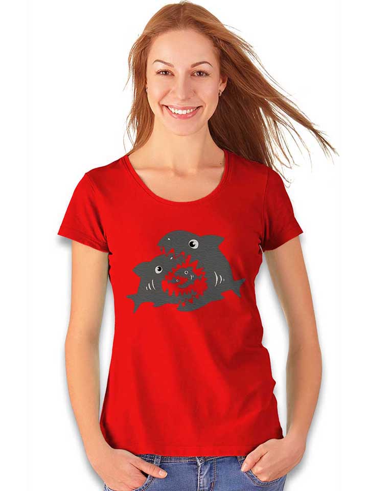 haifische-damen-t-shirt rot 2