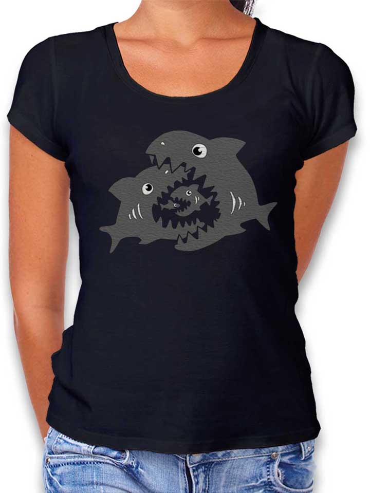 haifische-damen-t-shirt schwarz 1
