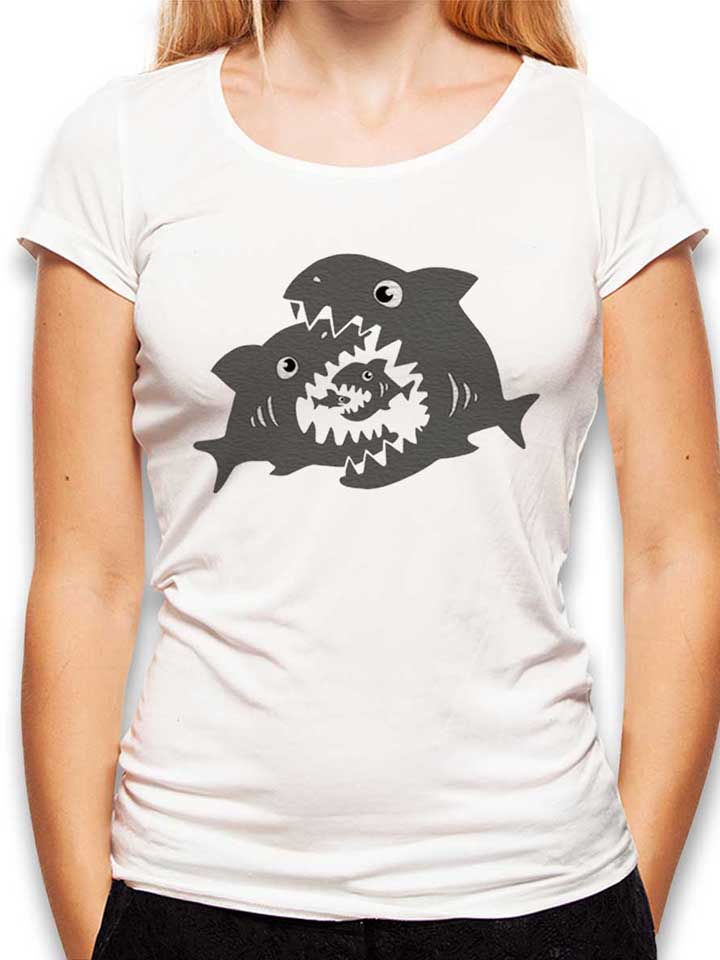 Haifische Damen T-Shirt weiss L