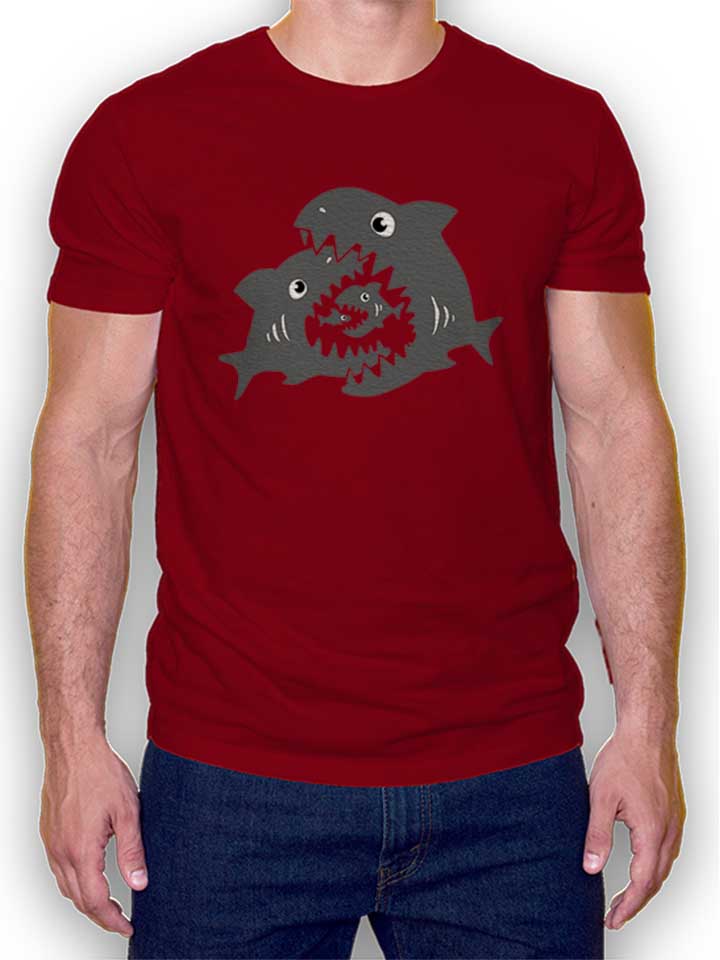 haifische-t-shirt bordeaux 1