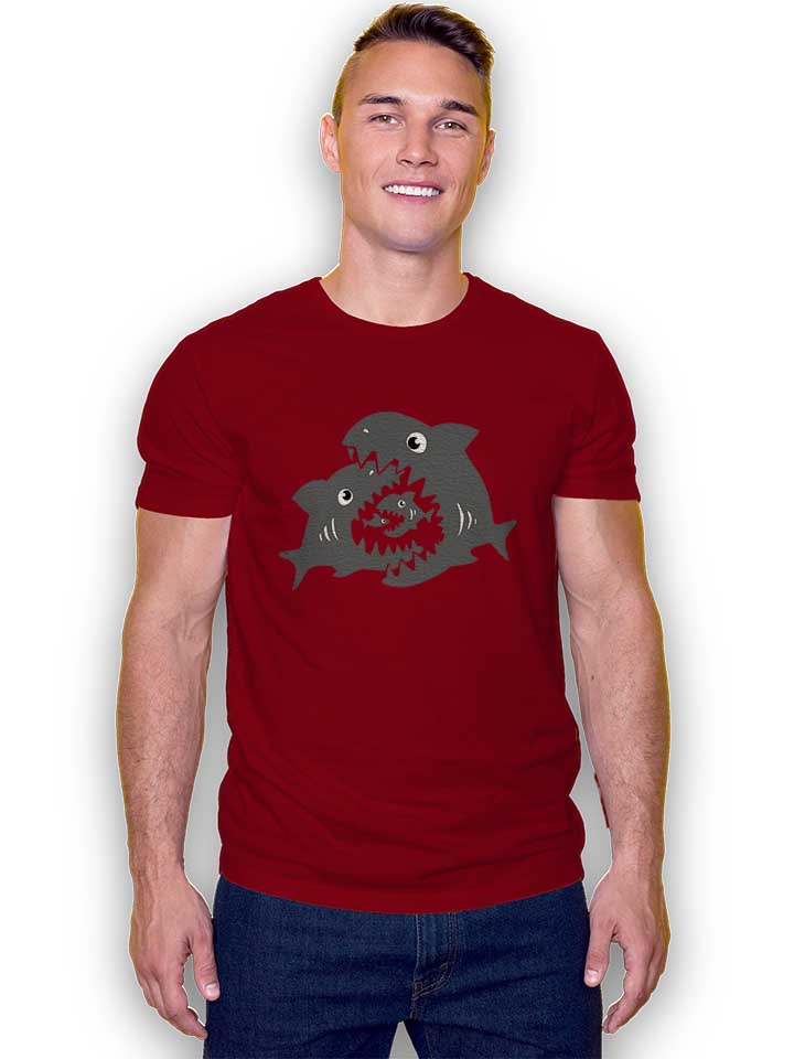 haifische-t-shirt bordeaux 2