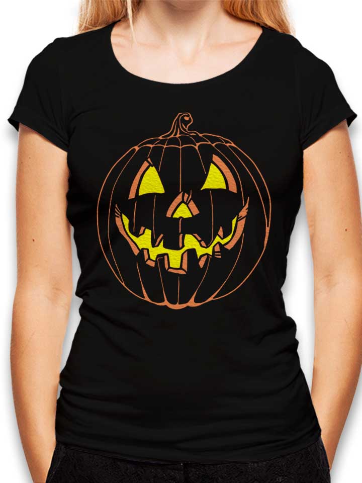 Halloween Kuerbis Damen T-Shirt schwarz L