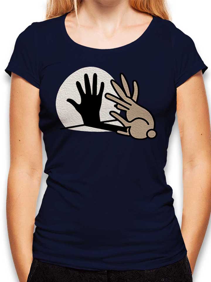 Hand Schatten Kaninchen Damen T-Shirt dunkelblau L