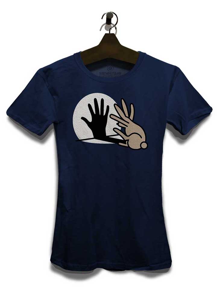 hand-schatten-kaninchen-damen-t-shirt dunkelblau 3