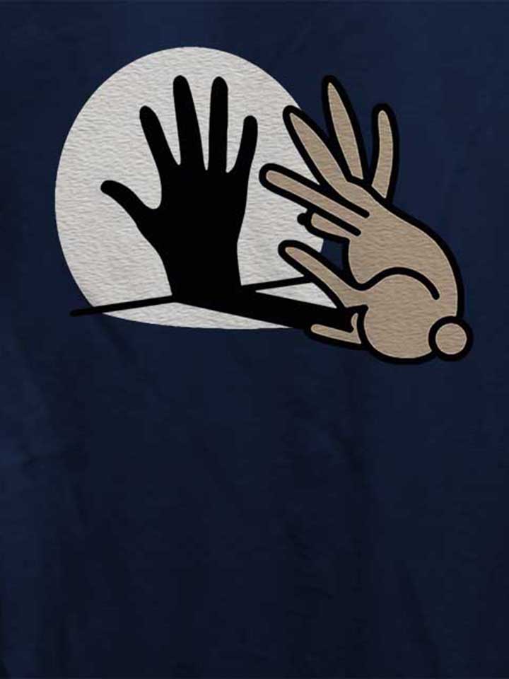 hand-schatten-kaninchen-damen-t-shirt dunkelblau 4