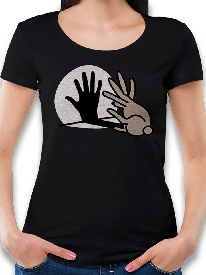 Hand Schatten Kaninchen Damen T-Shirt schwarz L