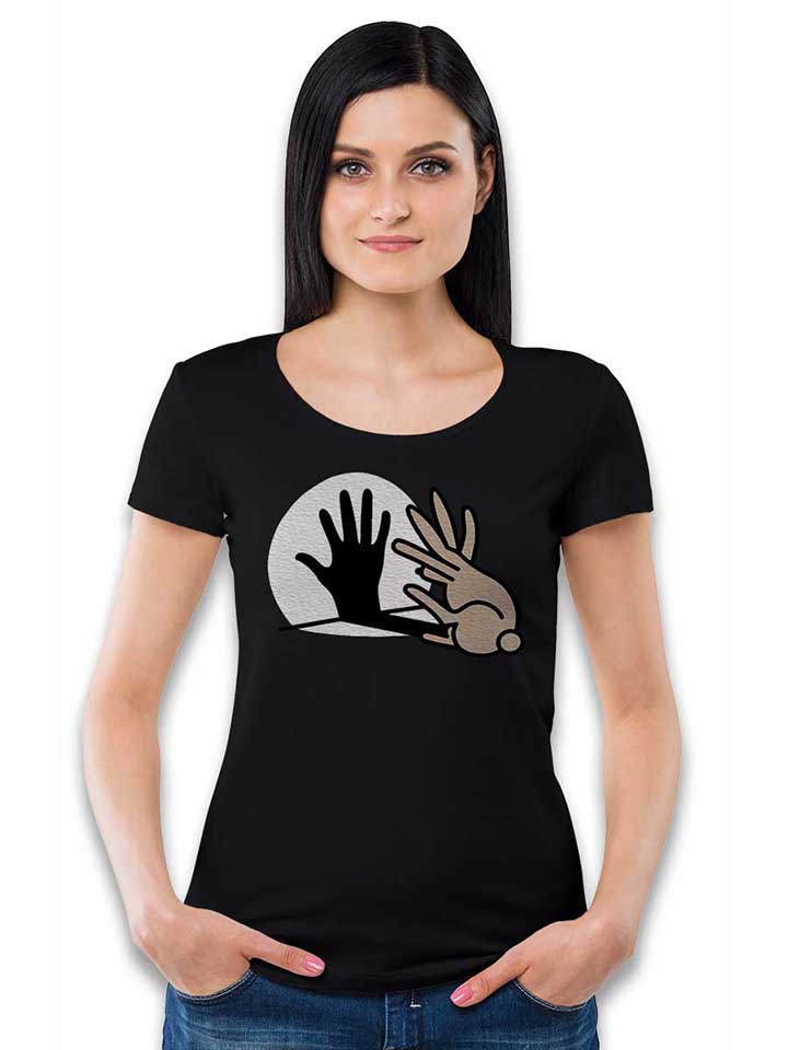 hand-schatten-kaninchen-damen-t-shirt schwarz 2