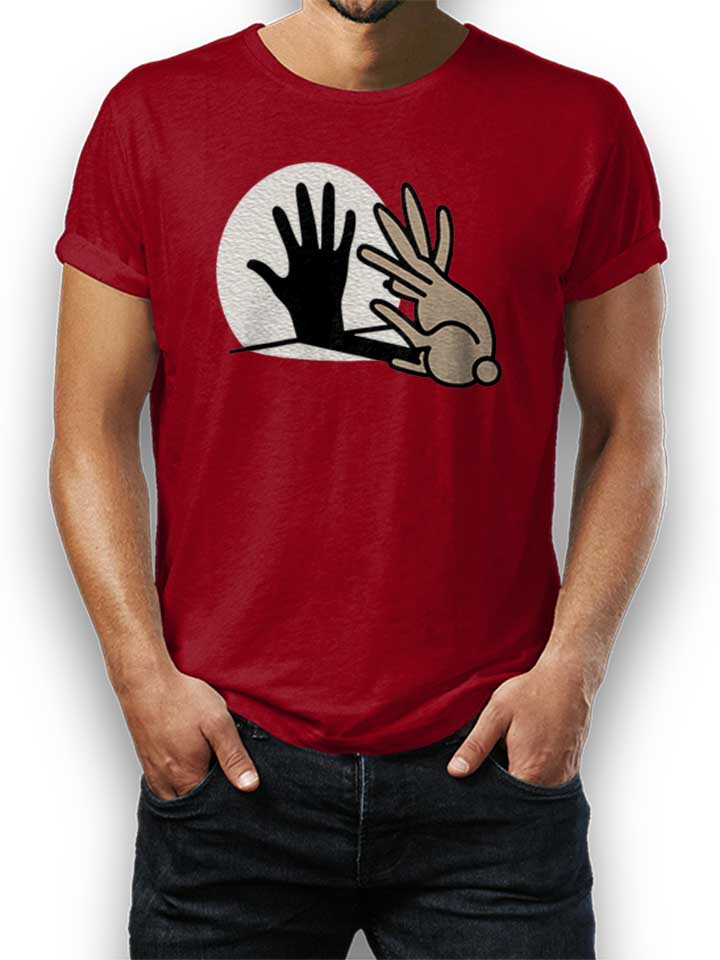 Hand Schatten Kaninchen T-Shirt bordeaux L