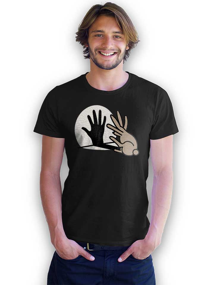 hand-schatten-kaninchen-t-shirt schwarz 2