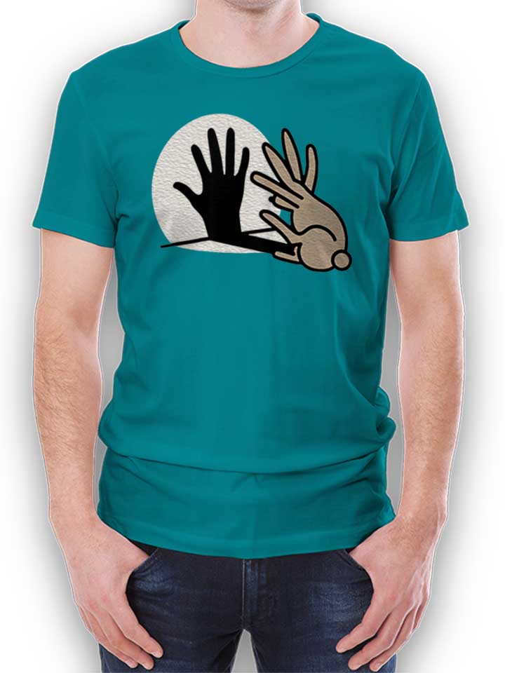 Hand Schatten Kaninchen T-Shirt tuerkis L