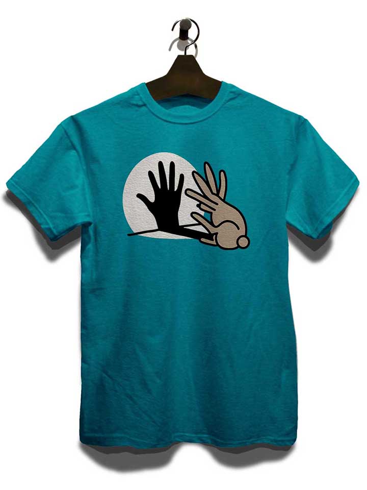 hand-schatten-kaninchen-t-shirt tuerkis 3