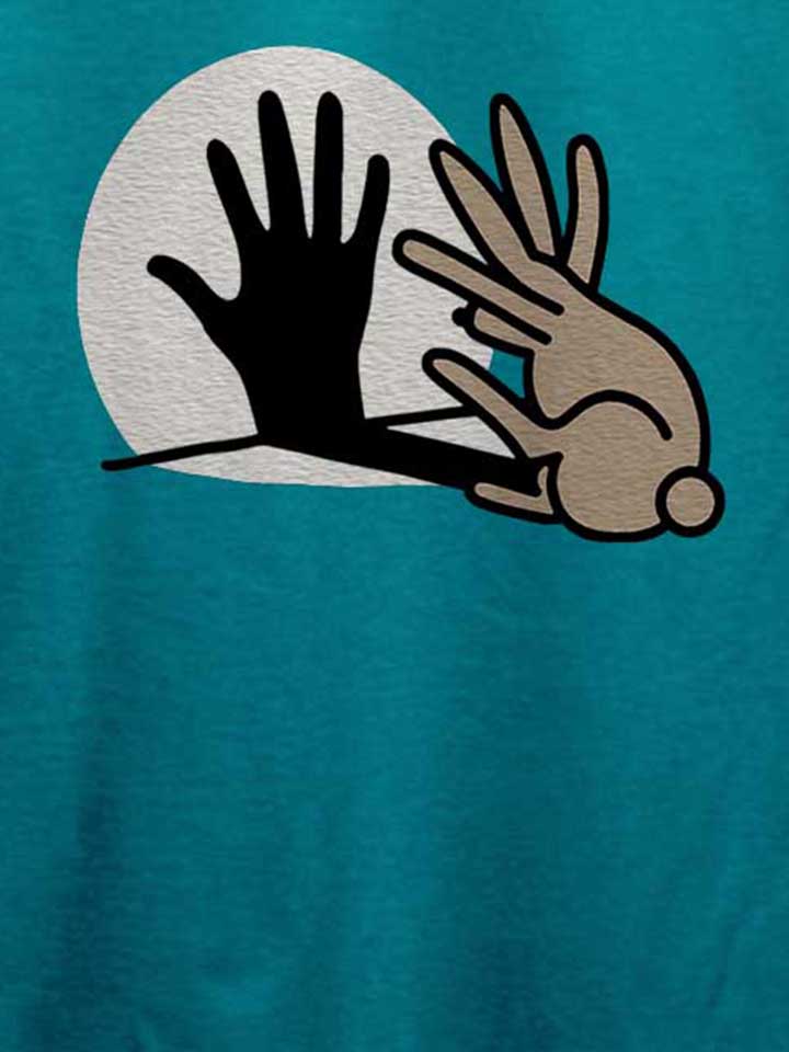 hand-schatten-kaninchen-t-shirt tuerkis 4