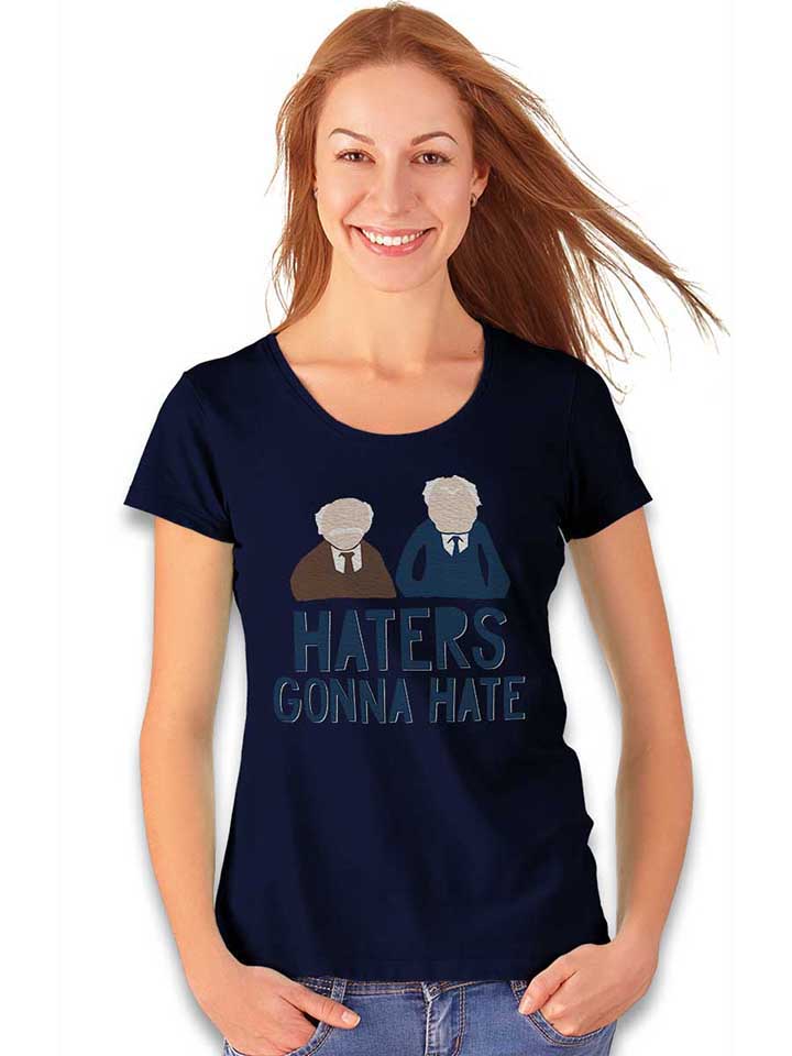 haters-gonna-hate-waldorf-statler-damen-t-shirt dunkelblau 2
