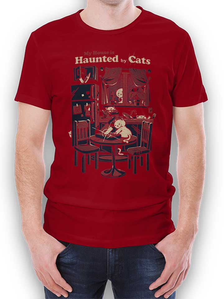 Haunted By Cats T-Shirt bordeaux L