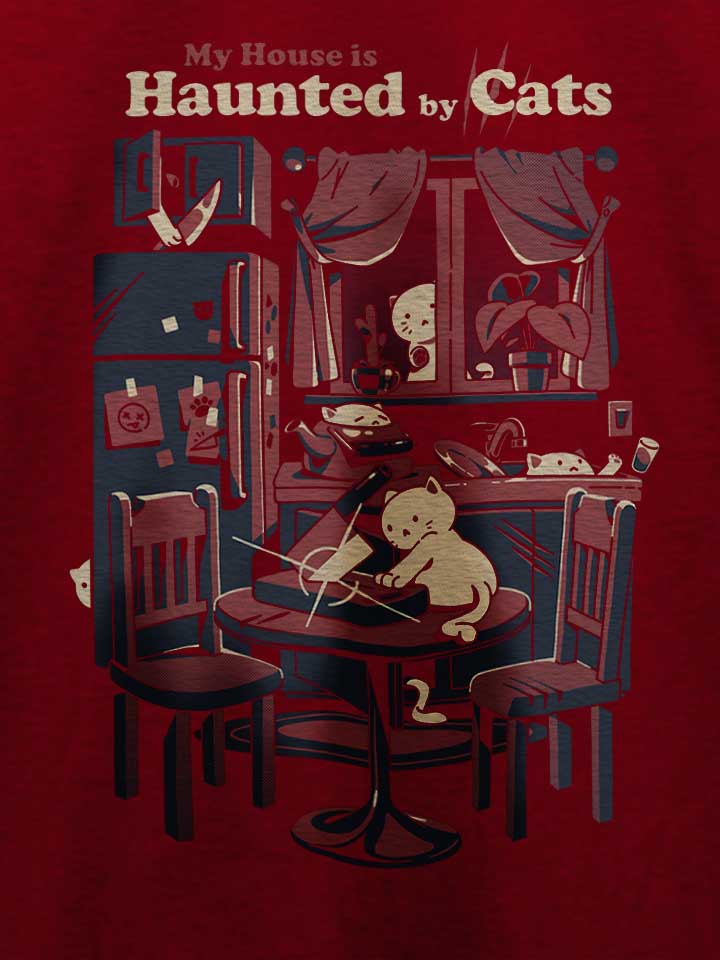 haunted-by-cats-t-shirt bordeaux 4