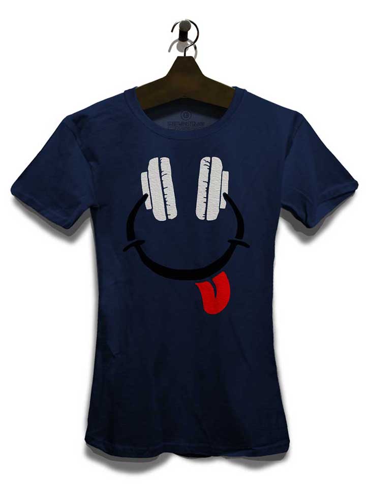 headphone-smiley-02-damen-t-shirt dunkelblau 3