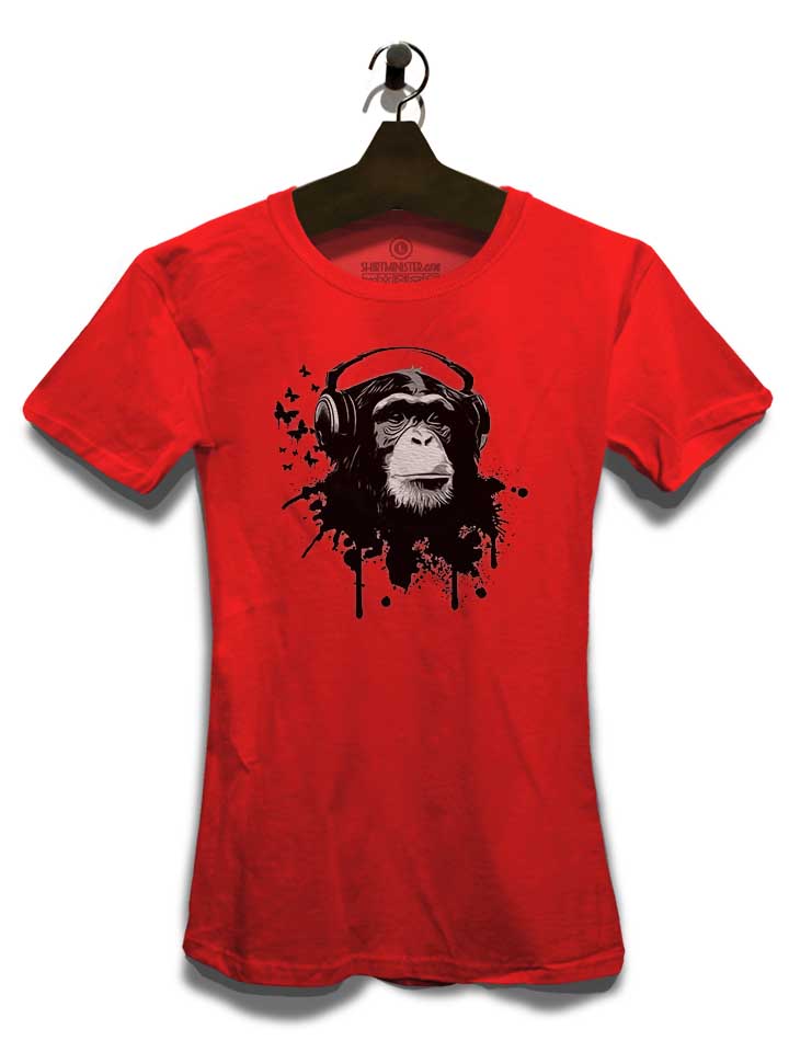 heaphone-monkey-damen-t-shirt rot 3