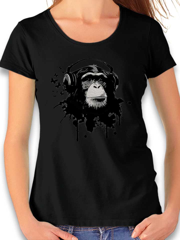heaphone-monkey-damen-t-shirt schwarz 1