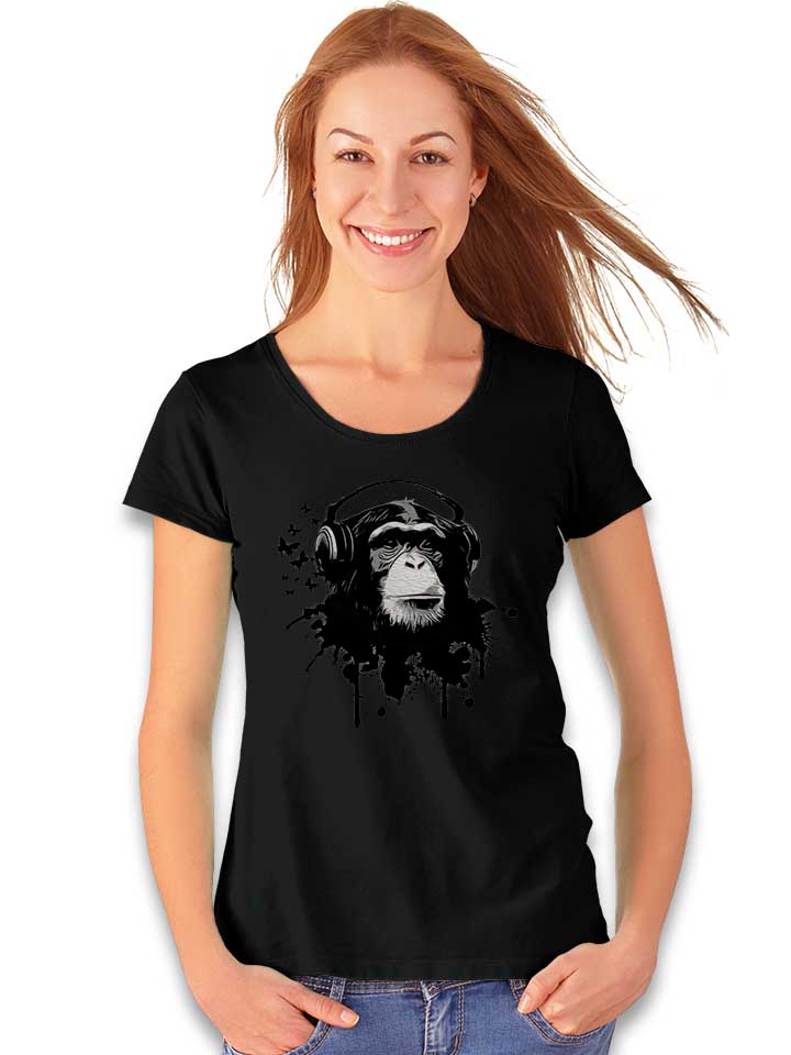 heaphone-monkey-damen-t-shirt schwarz 2