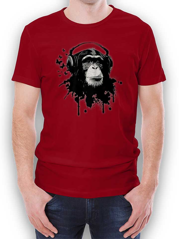 Heaphone Monkey T-Shirt maroon L