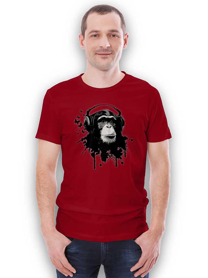 heaphone-monkey-t-shirt bordeaux 2