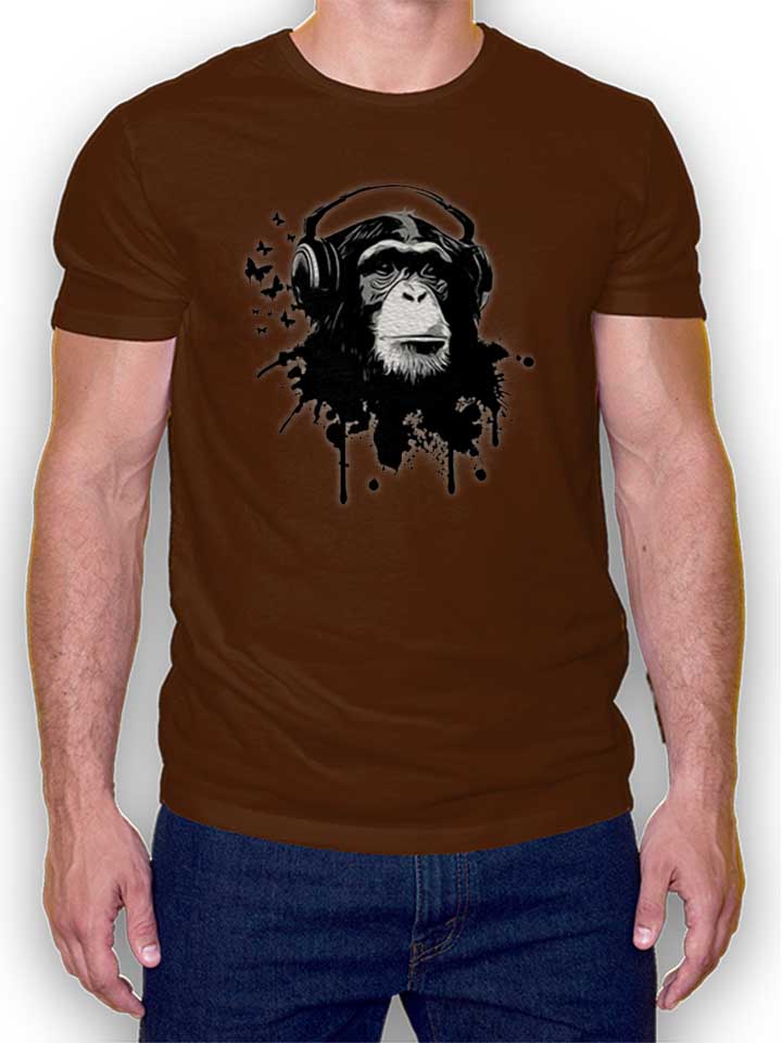 Heaphone Monkey T-Shirt brown L