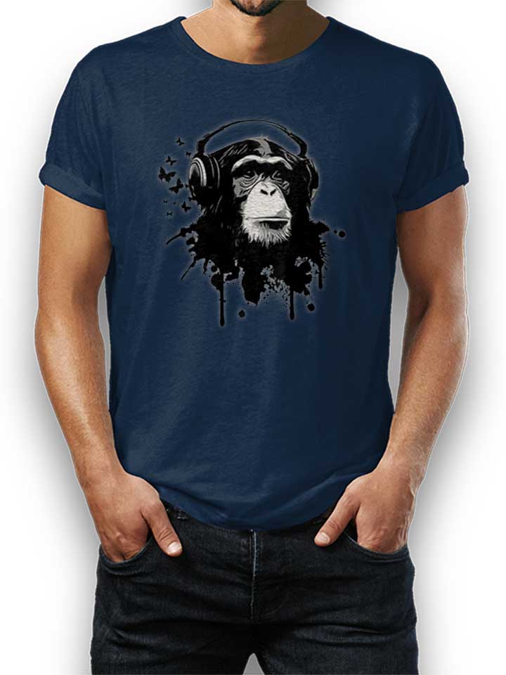Heaphone Monkey Kinder T-Shirt dunkelblau 110 / 116