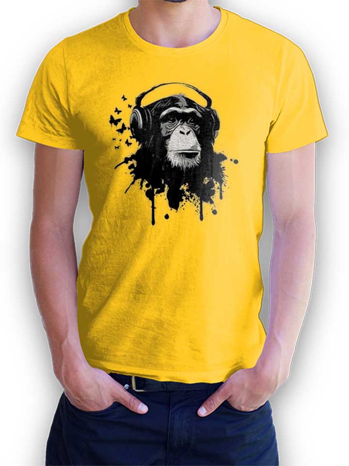 Heaphone Monkey Kinder T-Shirt gelb 110 / 116