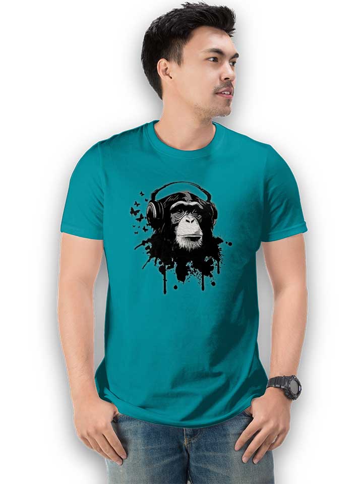 heaphone-monkey-t-shirt tuerkis 2