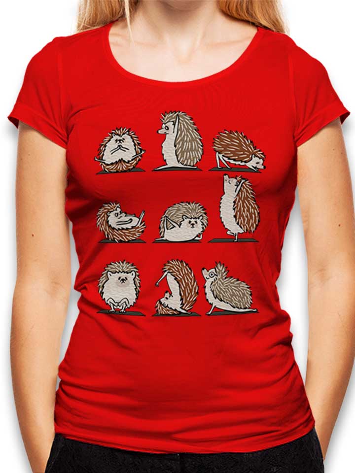 Hedgehog Yoga Damen T-Shirt rot L
