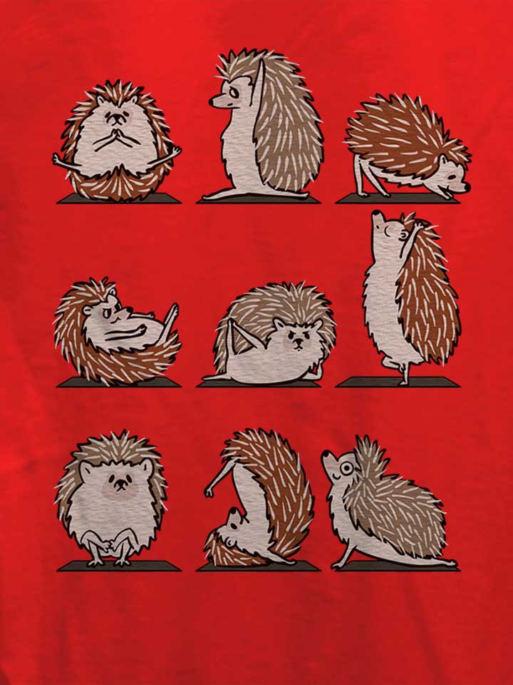 hedgehog-yoga-damen-t-shirt rot 4