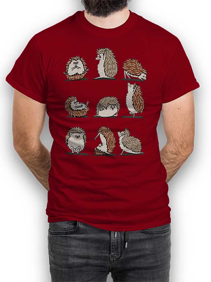 Hedgehog Yoga Camiseta burdeos L