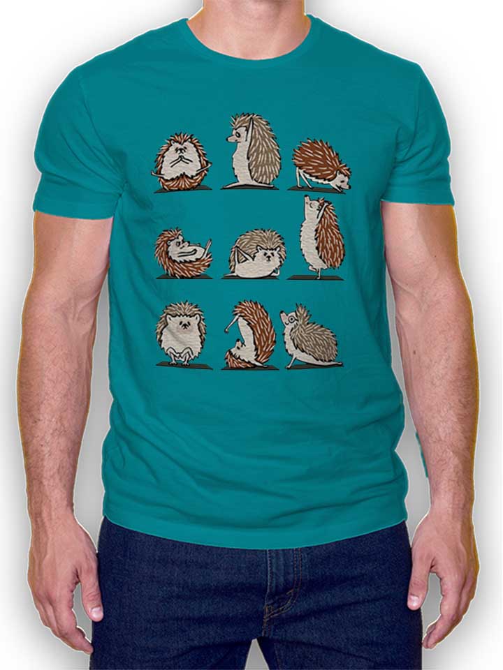 Hedgehog Yoga T-Shirt turquoise L