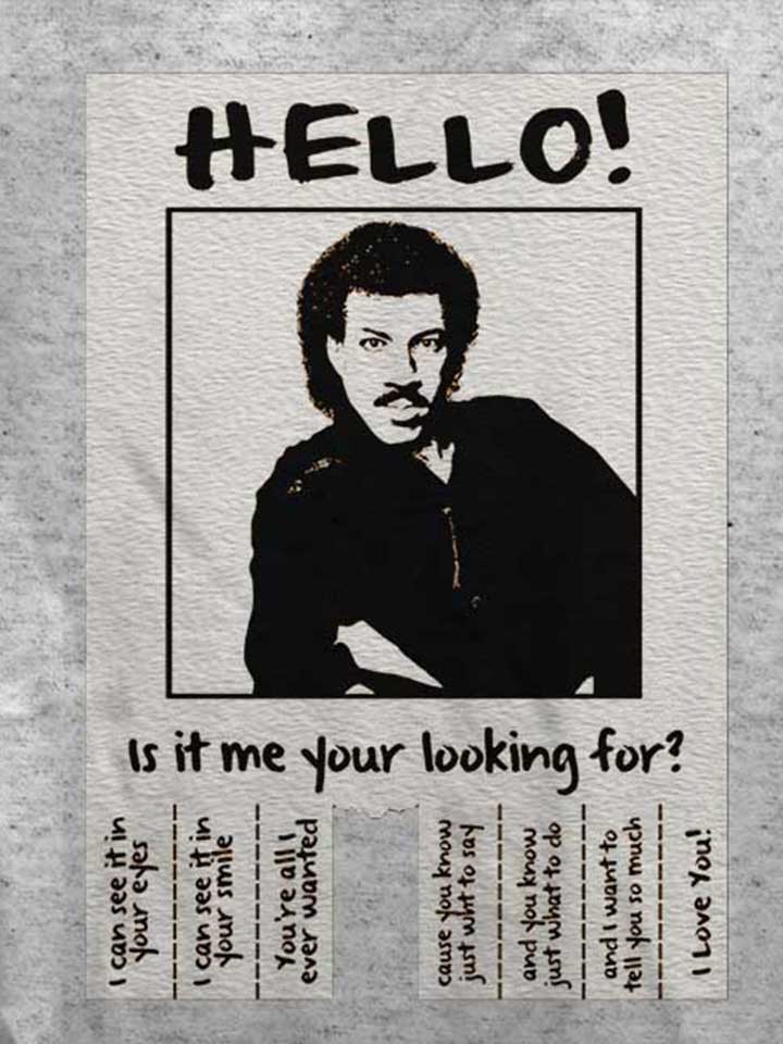 hello-is-it-me-your-looking-for-damen-t-shirt grau-meliert 4