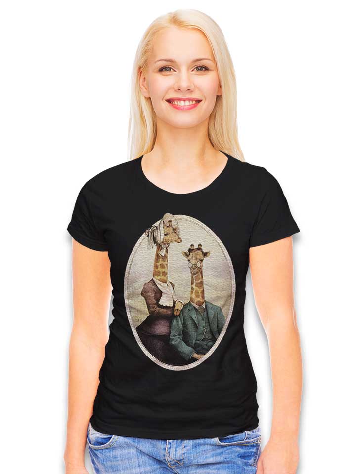 high-class-giraffes-portrait-damen-t-shirt schwarz 2
