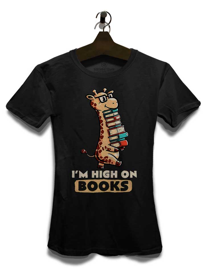 high-on-books-giraffe-damen-t-shirt schwarz 3