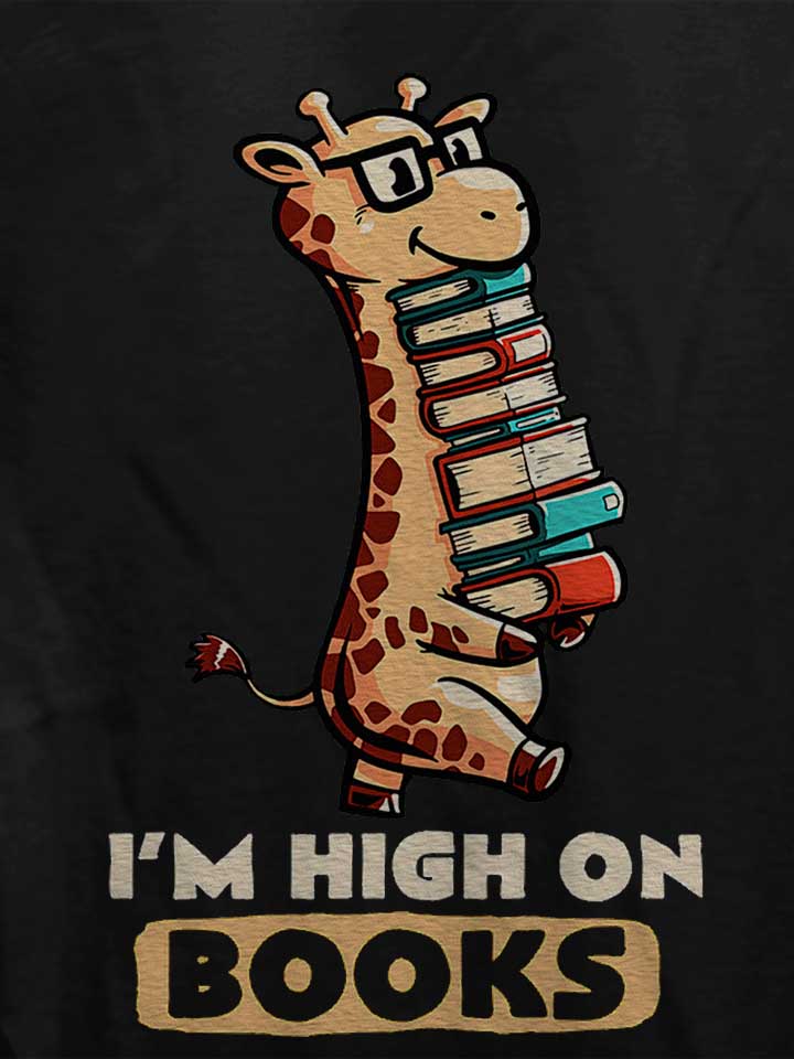 high-on-books-giraffe-damen-t-shirt schwarz 4