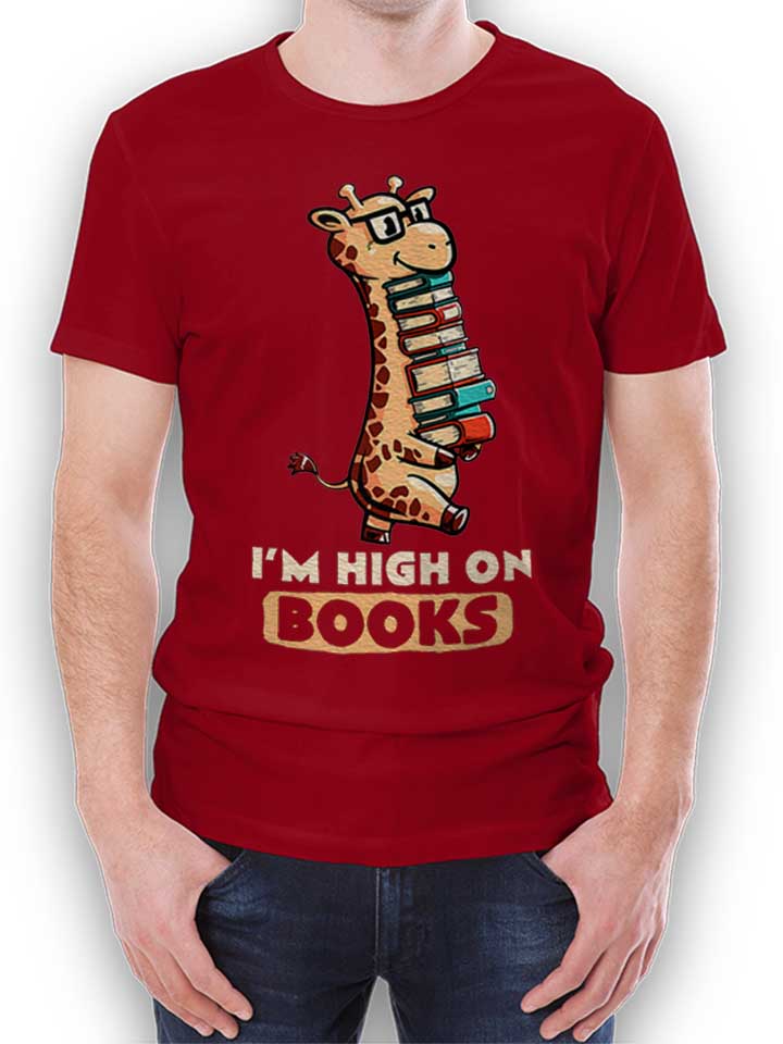 High On Books Giraffe T-Shirt bordeaux L