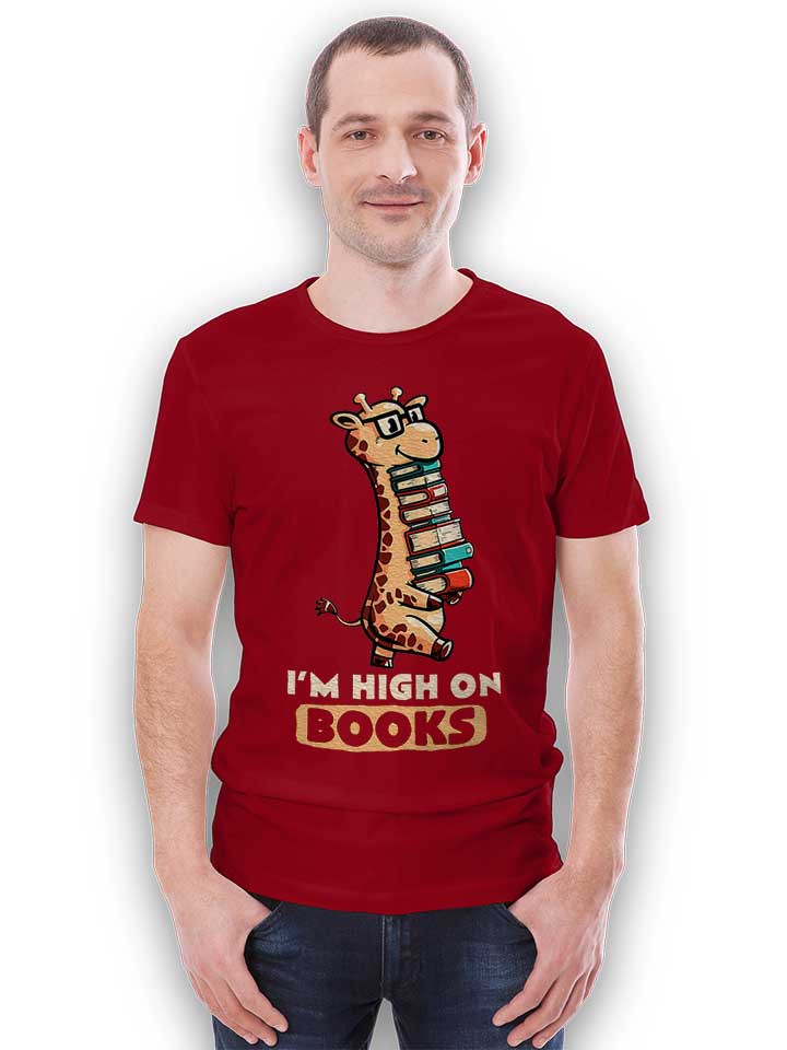 high-on-books-giraffe-t-shirt bordeaux 2