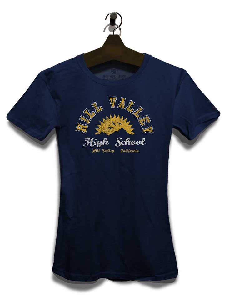 hill-valley-high-school-damen-t-shirt dunkelblau 3
