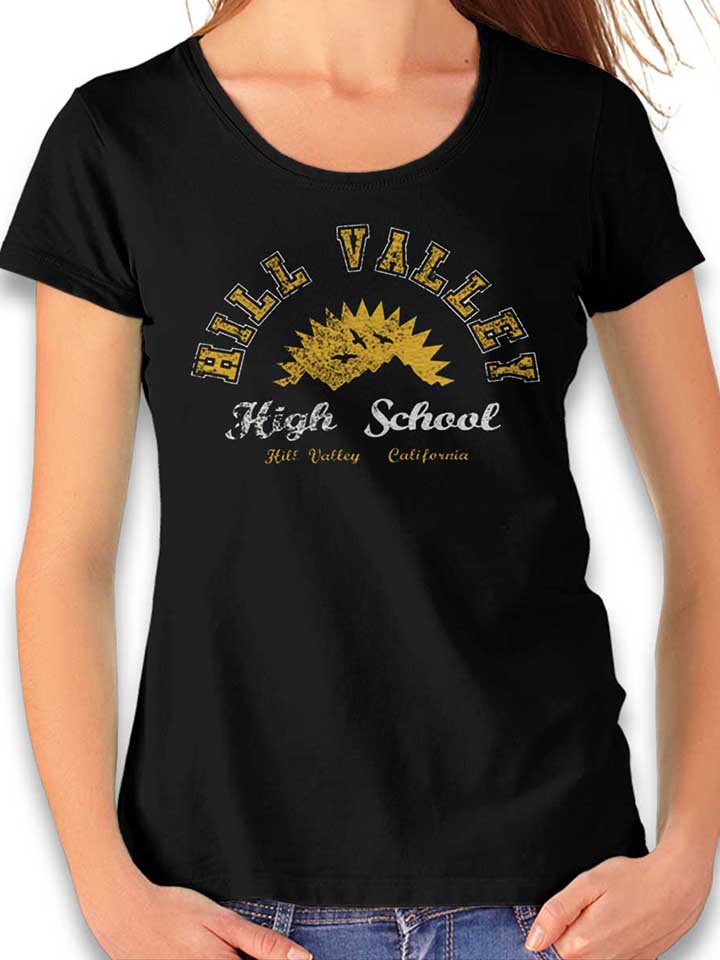 hill-valley-high-school-damen-t-shirt schwarz 1
