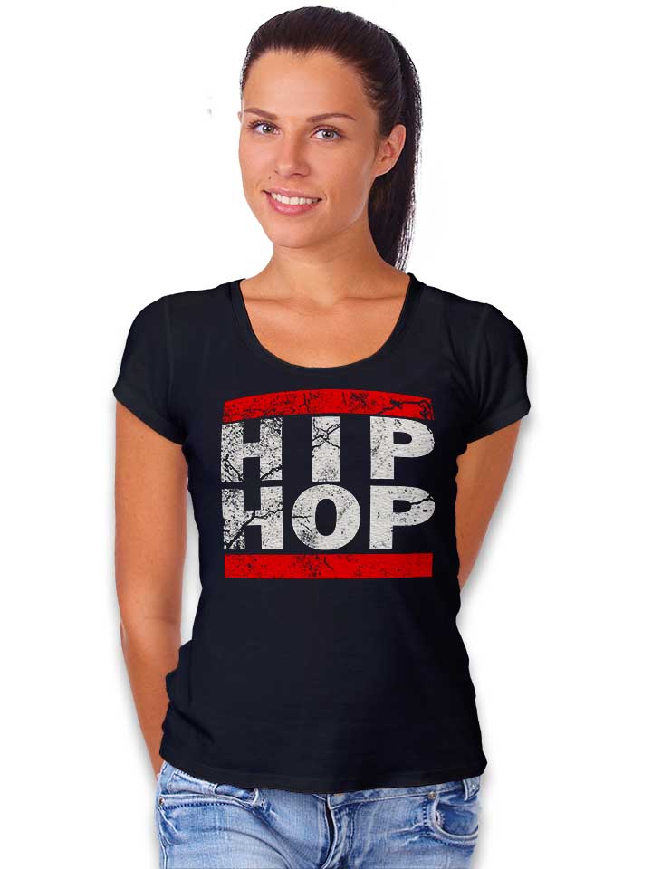 hip-hop-vintage-damen-t-shirt schwarz 2